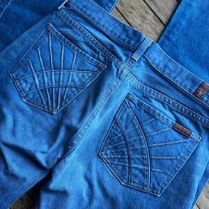 7 For All Mankind Blue Flare & Wide Leg Jeans